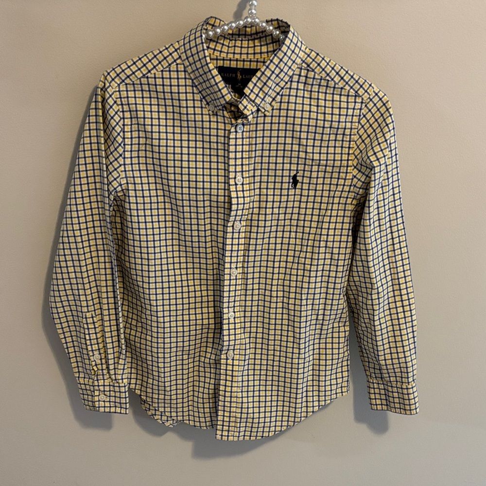 Polo by Ralph Lauren Blue and Yellow Plaid boys Shirt size medium